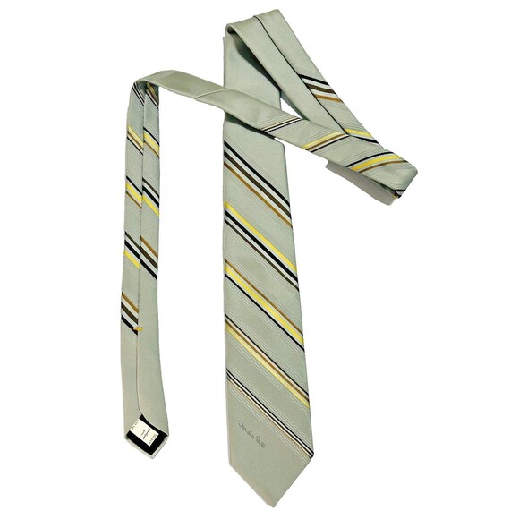 NWT Vintage Oscar de la Renta 1980s Luxury Necktie Tie Striped Designer Gray - Picture 4 of 9